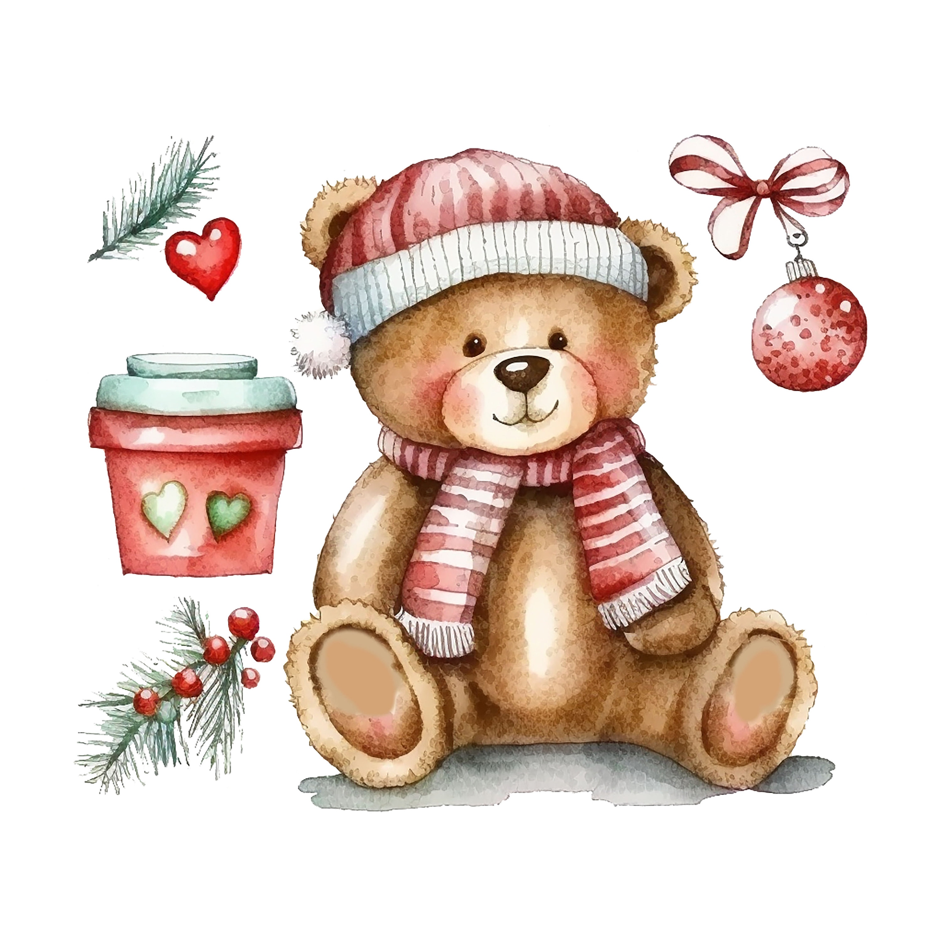 cute christmas teddy bear drawing