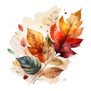 12 Autumn Leaves clipart, JPGs, Fall Leaves clipart, High Quality JPGs, Digital Download - Card Making, Mixed Media, Digital Paper Craft