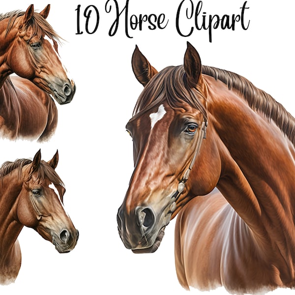 10 Horse Clipart High Quality JPG- Digital Download - Card Making, Mixed Media,Digital Paper Craft,Watercolor clipart, watercolour horse