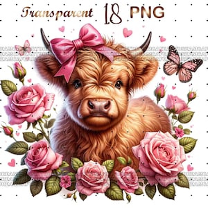 18 Highland cow png, baby highland cow png, cute highland cow png, highland cow png for shirt, highland cow clipart, highland cow png bundle