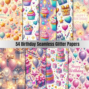 54 naadloze digitale glitterpapieren, digitale verjaardagspapieren, jpg's, digitale glitterpapieren, digitale verjaardag, dromerig papier, verjaardag digitaal