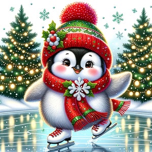 16 JPG Winter Penguin Clipart, Christmas Penguin Clipart,Christmas clipart,Penguin clipart,Digital Download,Commercial USe Copy