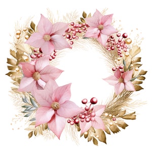 14 Clipart di Natale rosa, JPG di alta qualità, download digitale - Creazione di biglietti, tecniche miste, artigianato di carta digitale, clipart di Natale