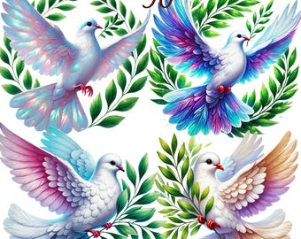50 PNG set 1  Doves Clipart  Bundle, Peaceful Bird Graphics Designs, Instant Digital Download, Unlimited Commercial Use Crafts