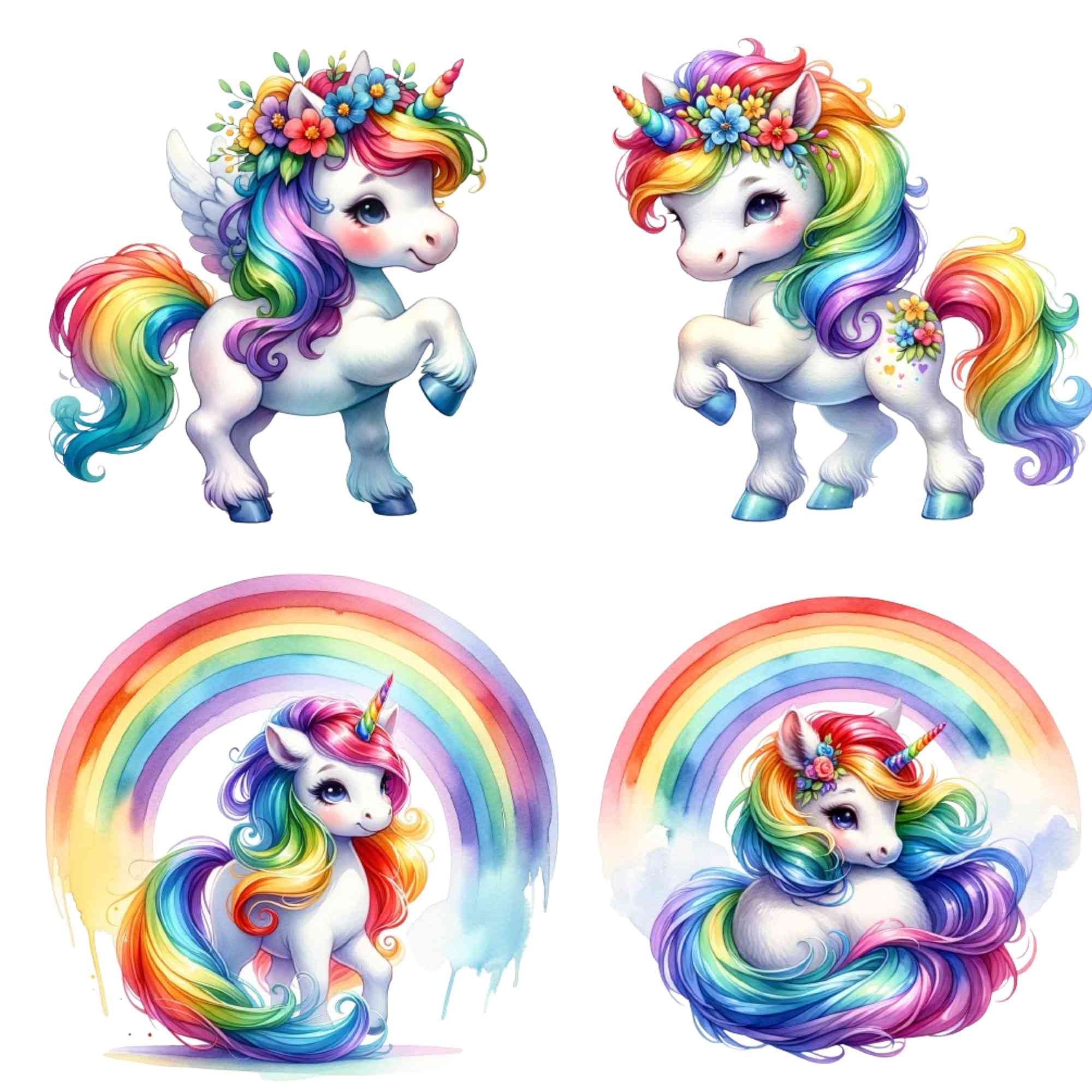 18 PNG, Baby Unicorn Watercolor Clipart Png, Unicorn Сlip Art,cute ...