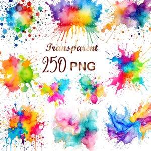 250 Clipart di schizzi di colore ad acquerello PNG, Clipart di schizzi di vernice, Clipart di inchiostro alcolico, Clipart astratti PNG, Uso commerciale, Download istantaneo