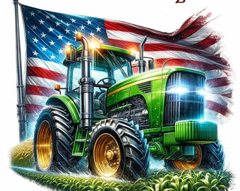 2 PNG, Tractor png, farm tractor png, green tractor png, tractor designs, american flag tractor, Sublimation,dtf png,dtf