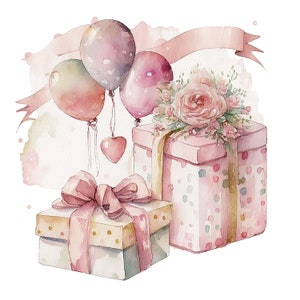 12 Aquarell Geschenkboxen Clipart, JPGs, Kommerzielle Nutzung, Digitales Papier Basteln, Digitaler Planer, Aquarell, Digitaler Download, Geschenke Clipart