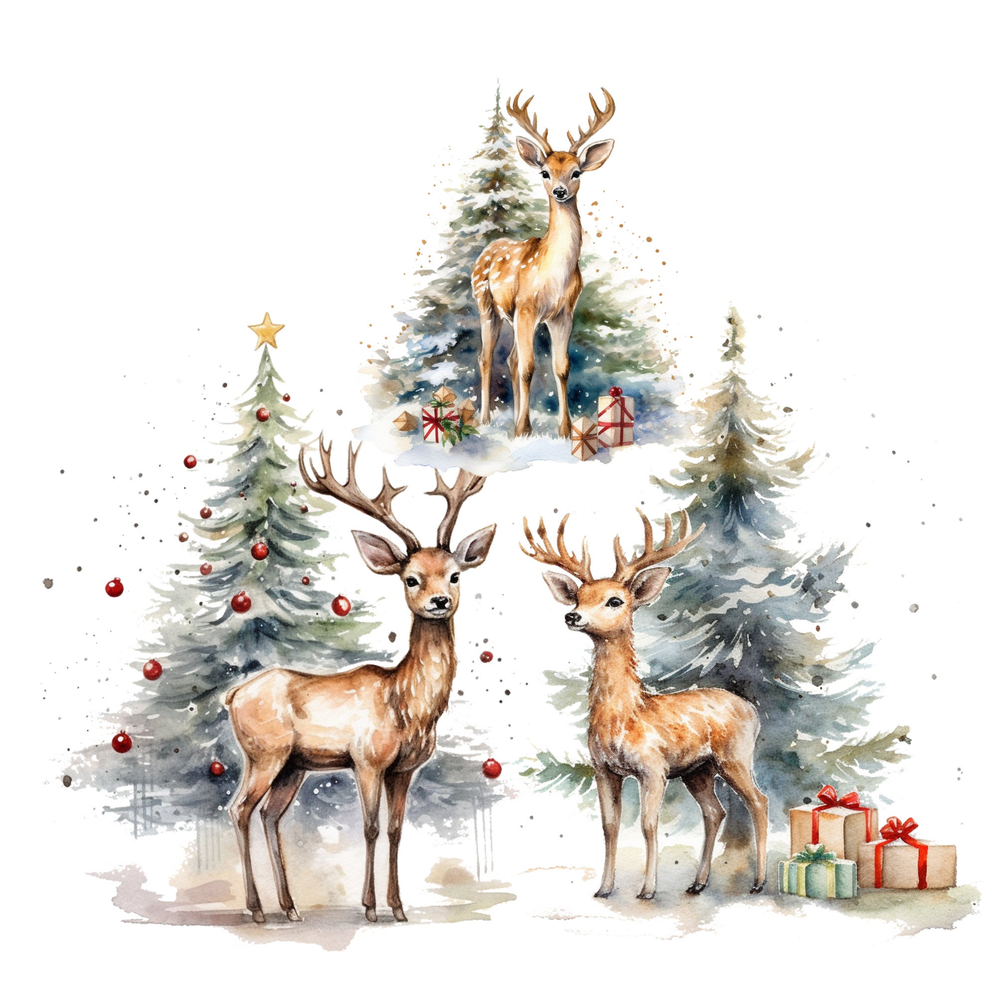 11 Cute Fawn Clipart , Christmas Deer Clipart, High Quality Jpgs ...