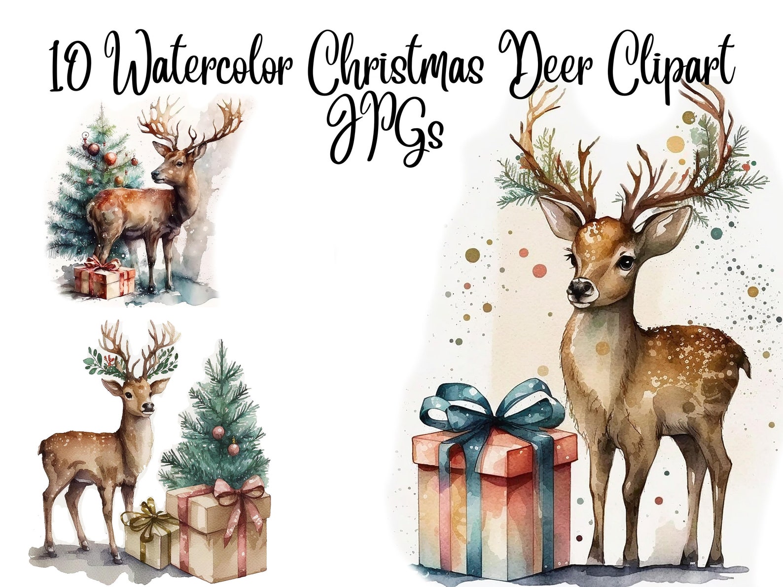 11 Cute Fawn Clipart , Christmas Deer Clipart, High Quality Jpgs ...