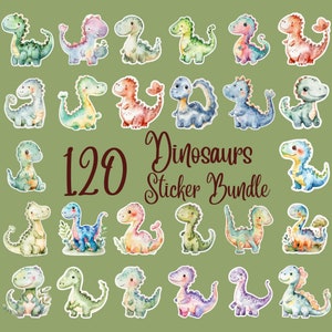 120 PNG, süße Dinosaurier Aufkleber Bundle, süße Dinosaurier Clipart, digitale Aufkleber, Aufkleber Dinosaurier, Dinosaurier Clipart, digitaler Download