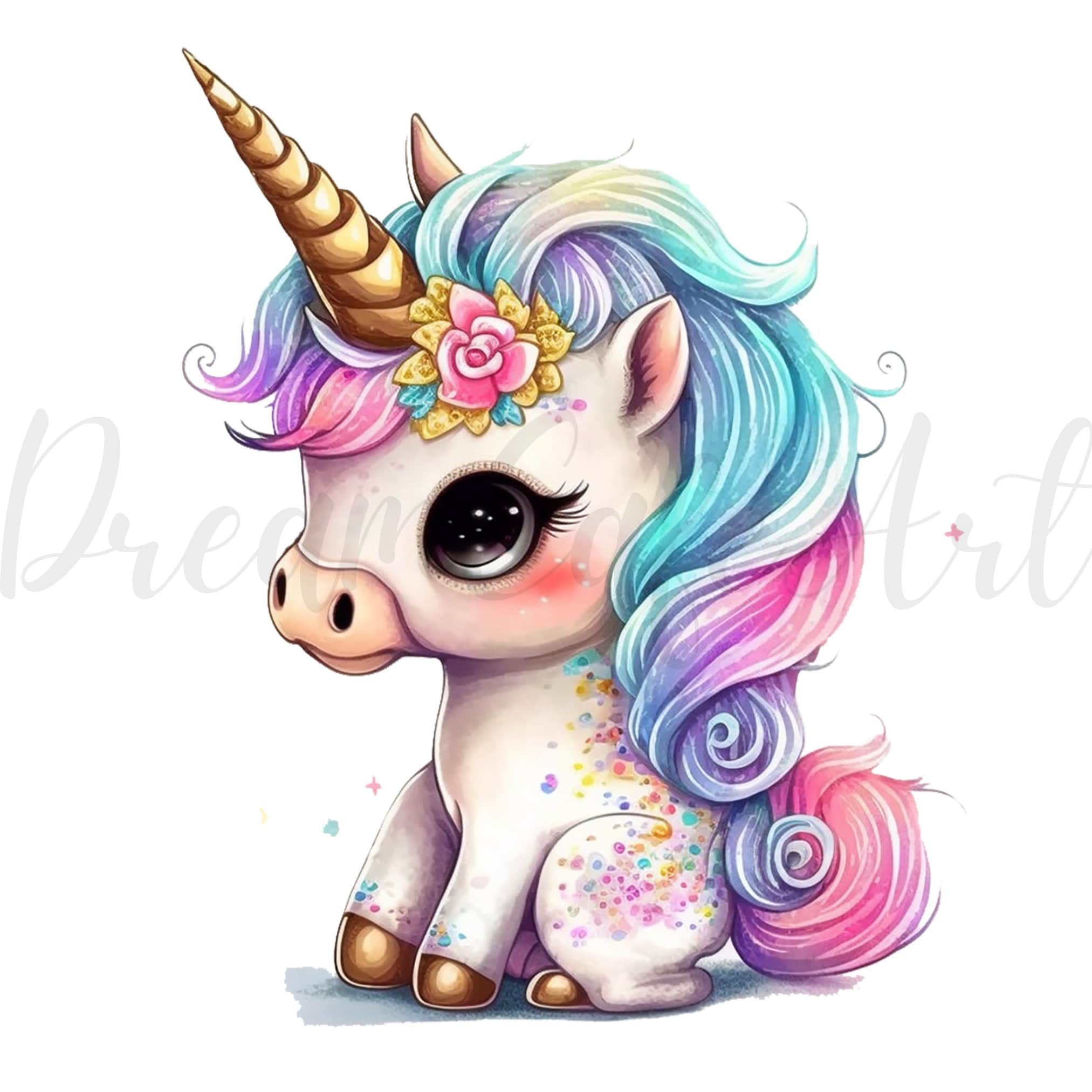Baby Unicorn Watercolor Clipart, Cute PNG Images (commercial Use) - Etsy UK