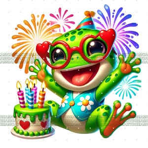32 PNG Birthday Frog Clipart – Cute Cartoon Animal PNG, Bright Funny ...