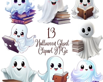 13 Halloween Ghost Clipart, JPGs, Ghost Clipart, Pumpkin Clipart, Commercial use, Digital Download, Card Making, Clip Art, Digital Craft