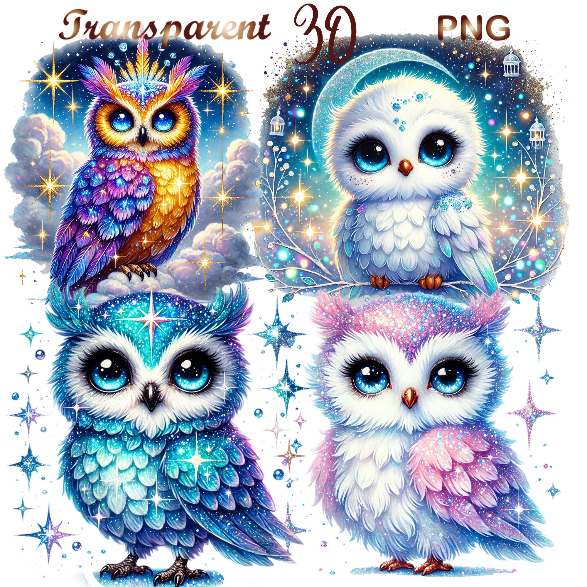 30 PNGs set 9 Owl Clipart bundle, Cute Owl Sublimation Clipart, Colorful Owls, Owl artwork, Owl prin