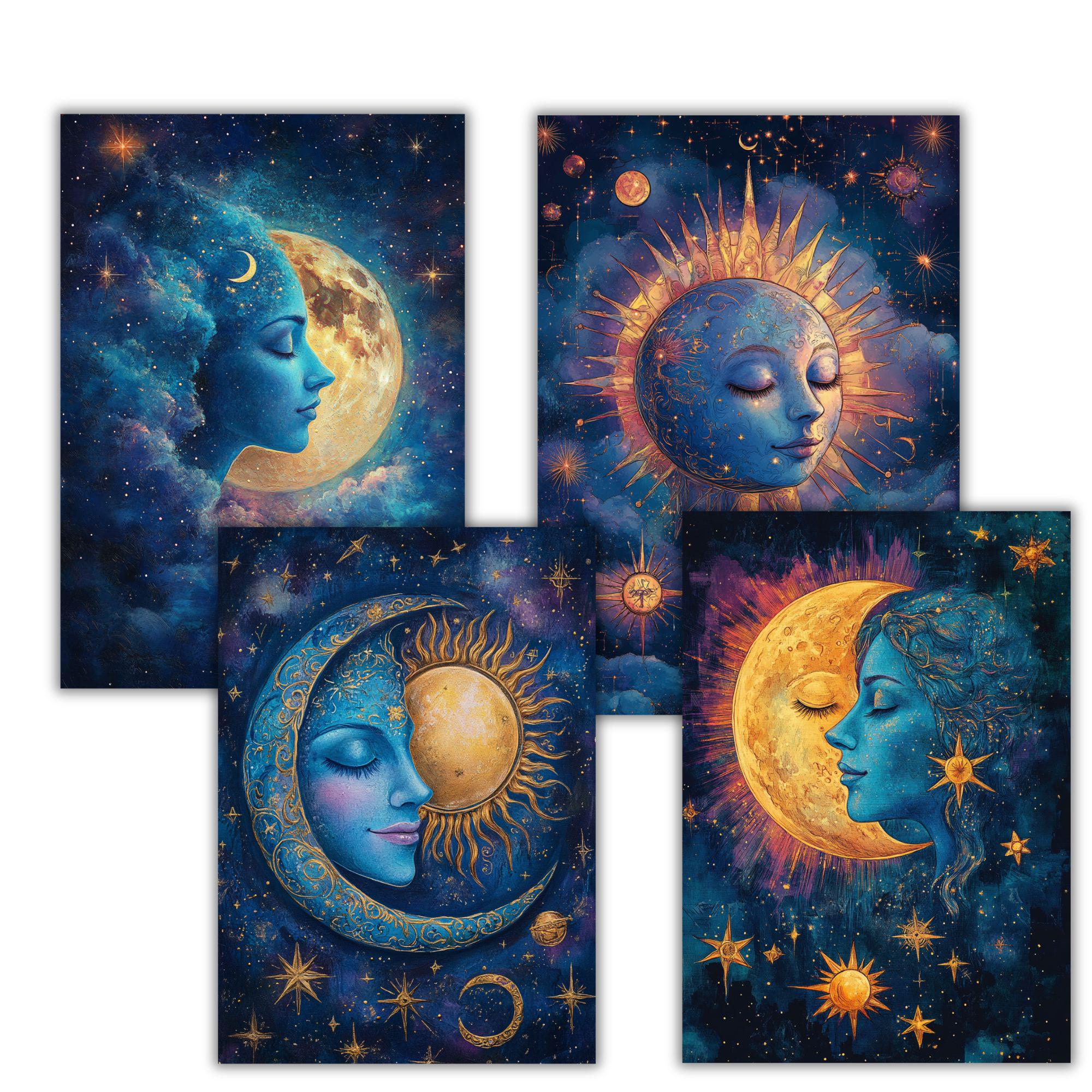 40 Mystical Moon Junk Journal Pages, Digital Scrapbook Paper Kit ...