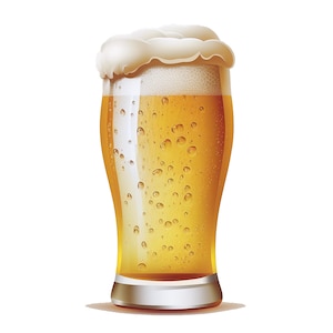 Pu&ograve; includere: Un bicchiere di birra con una spessa schiuma. Il bicchiere &egrave; appannato dalla condensa e la birra &egrave; di colore dorato chiaro.