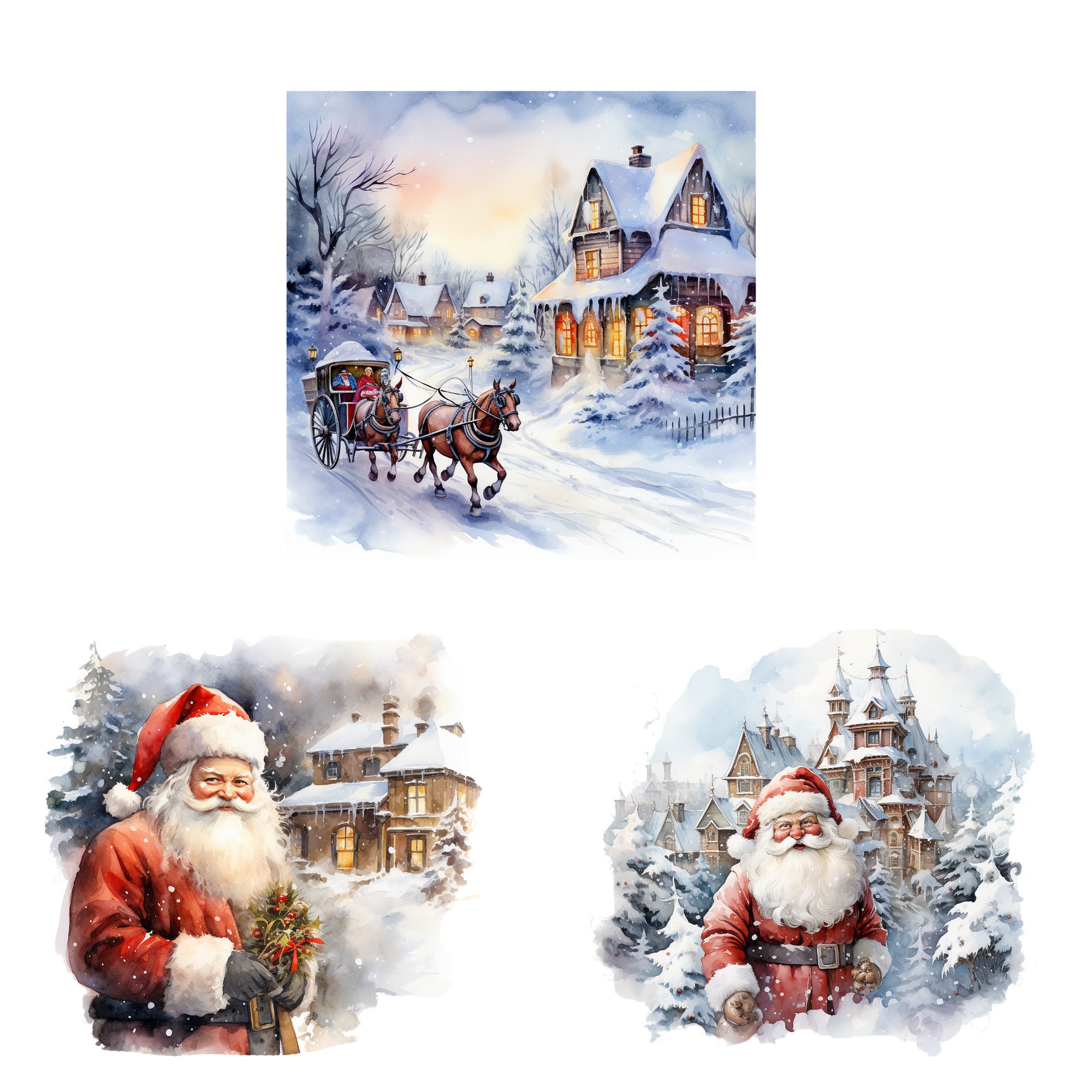 20 Santa Claus Bundle PNG, Santa Claus Clipart, Christmas Clipart ...