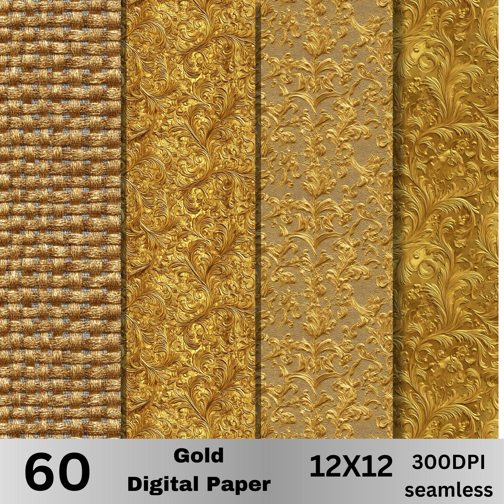 60 Gold Seamless Paper Pack | Gold Repeating Pattern | Gold Texture ...