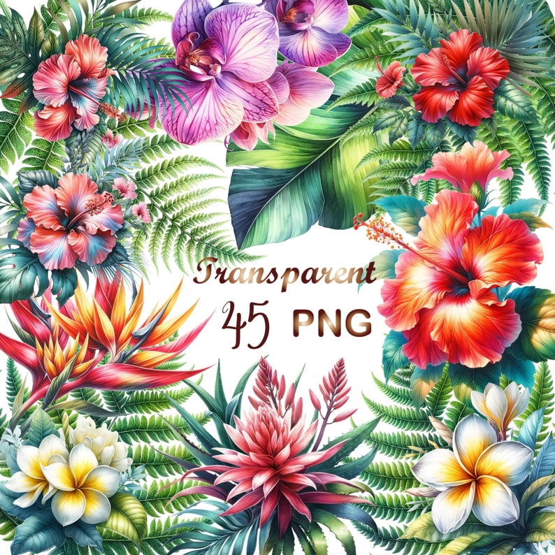 greenery clipart,hand painted leaves,hawaii wedding,instant download,jungle clipart,summer clipart,summer flowers,tropical baby shower,tropical flowers,tropical leaves,tropical plants,tropics clipart,watercolor clipart