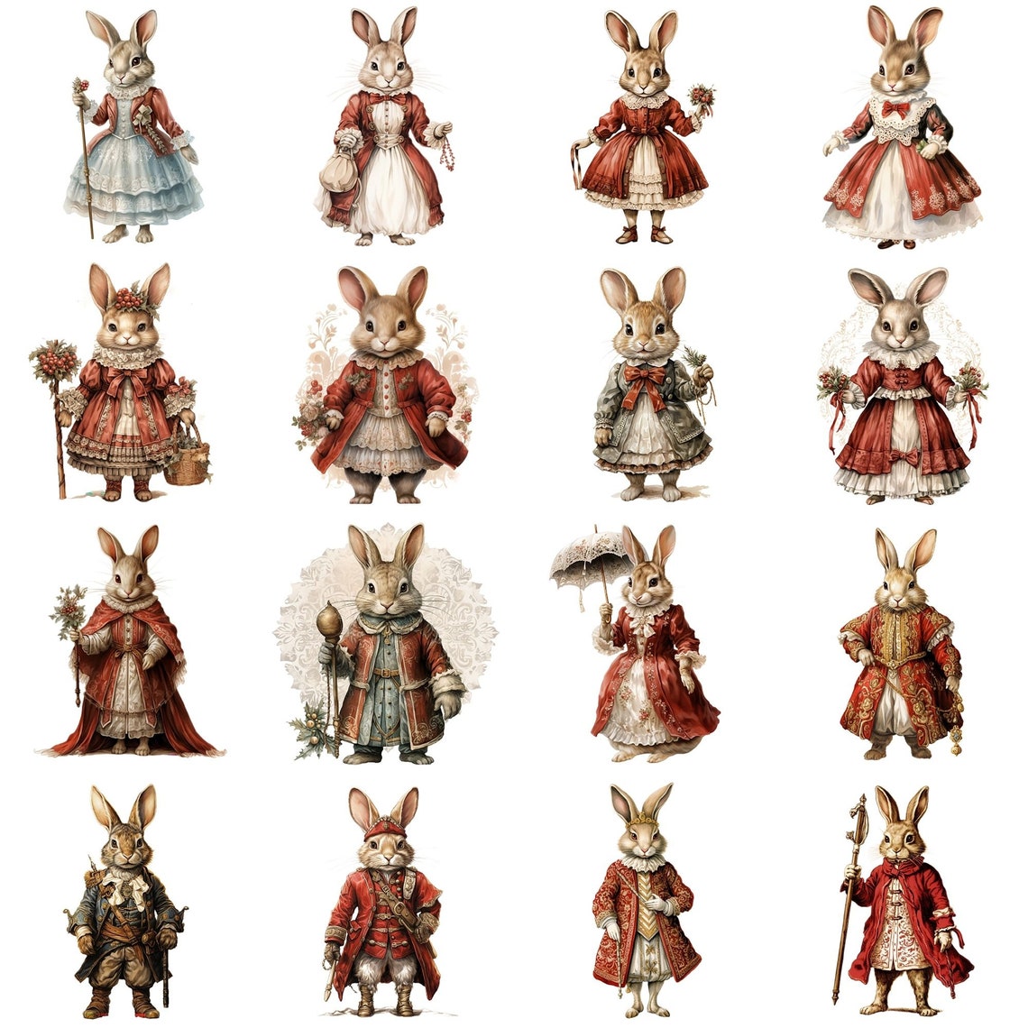 36 Fairytale Rabbit Clipart Bundle,png,fairy Tale Animal Clip Art ...