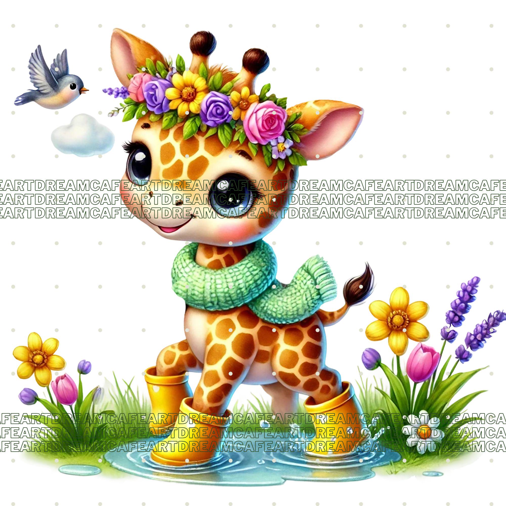 Spring Giraffe 31 PNG Spring Baby Giraffe Clipart, Cute Giraffe PNG Bundle, Hello ...