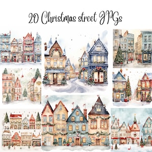 20 Watercolor Christmas Clipart, JPGs, Commercial USe, Digital Download, Christmas Clipart,  Winter Clipart, Holiday Clipart,Christmas