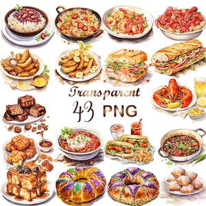 43 水彩ルイジアナ食品クリップアート、PNG、ルイジアナ食品クリップアート、ニューオーリンズ食品 png、アメリカ食品クリップアート、ザリガニ png、水彩クリップアート