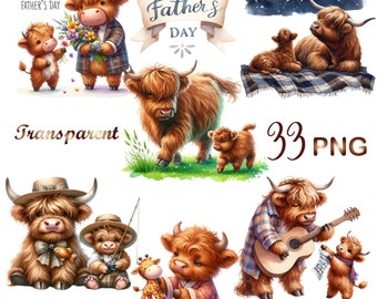 33 PNG Father’s Day highland cow clipart, Father’s Day clipart, Father’s Day highland cow,baby highland cow,Dad PNG, father’s animal clipart