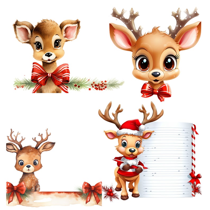 20 Watercolor Christmas Deer Clipart Png,merry Christmas Png ...