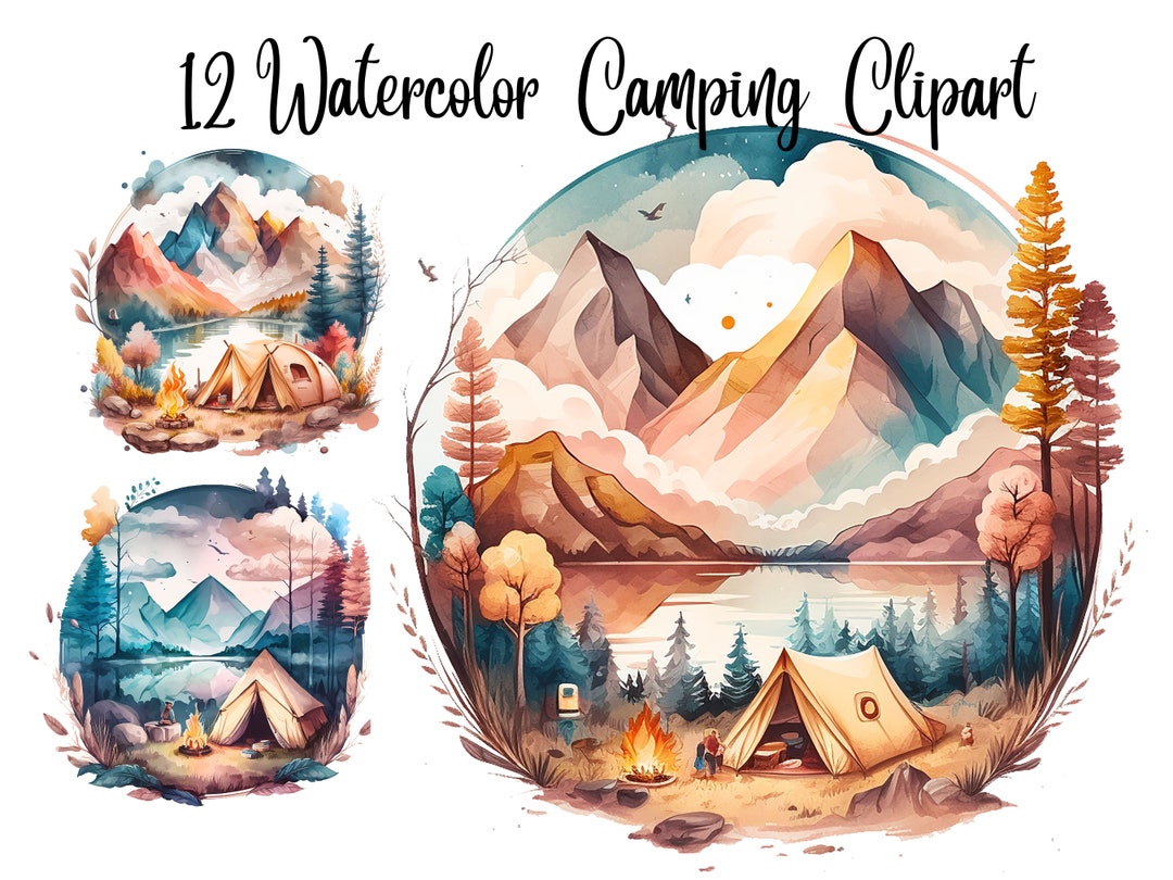 12 Camping Clipart, Camping Clip Art, High Quality Jpgs, Commercial Use ...