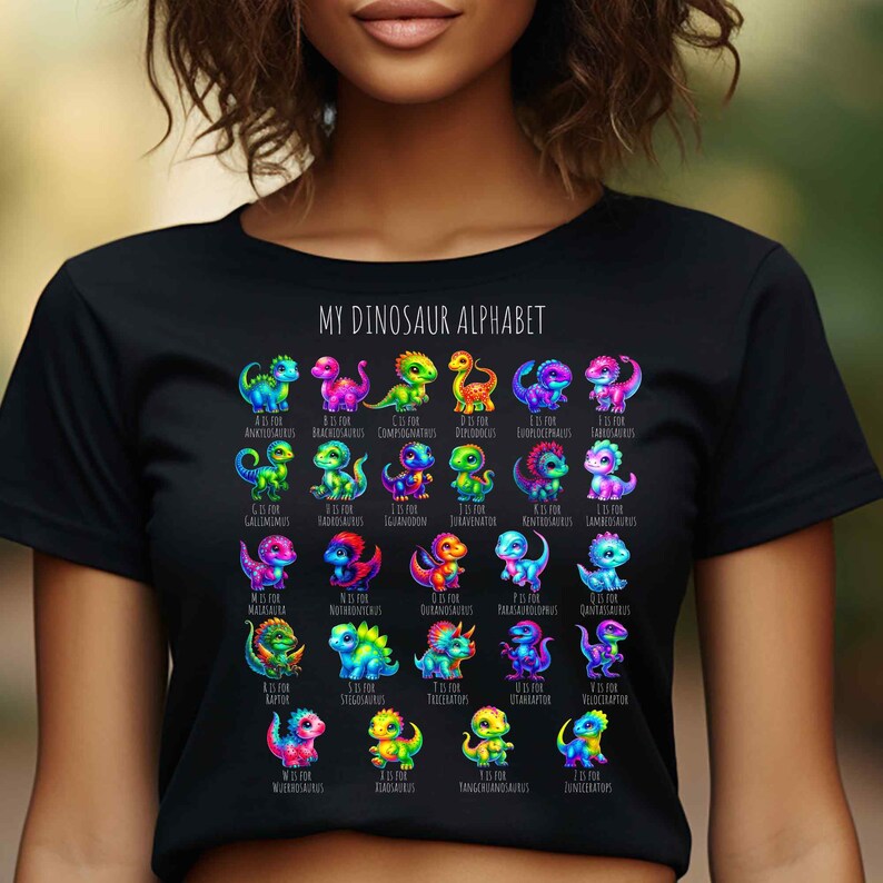 Soorten dinosaurussen Alfabet A-Z ABC Dino-identificatie png, kinderdinosaurus png, ontwerp dinosaurust-shirt, ontwerp kindert-shirt, ontwerp dinosaurus afbeelding 3