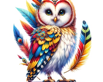 20 PNGs set 7 Owl Clipart bundle, Cute Owl Sublimation Clipart, Colorful Owls, Owl artwork, Owl printable, Digital Download, Card Making