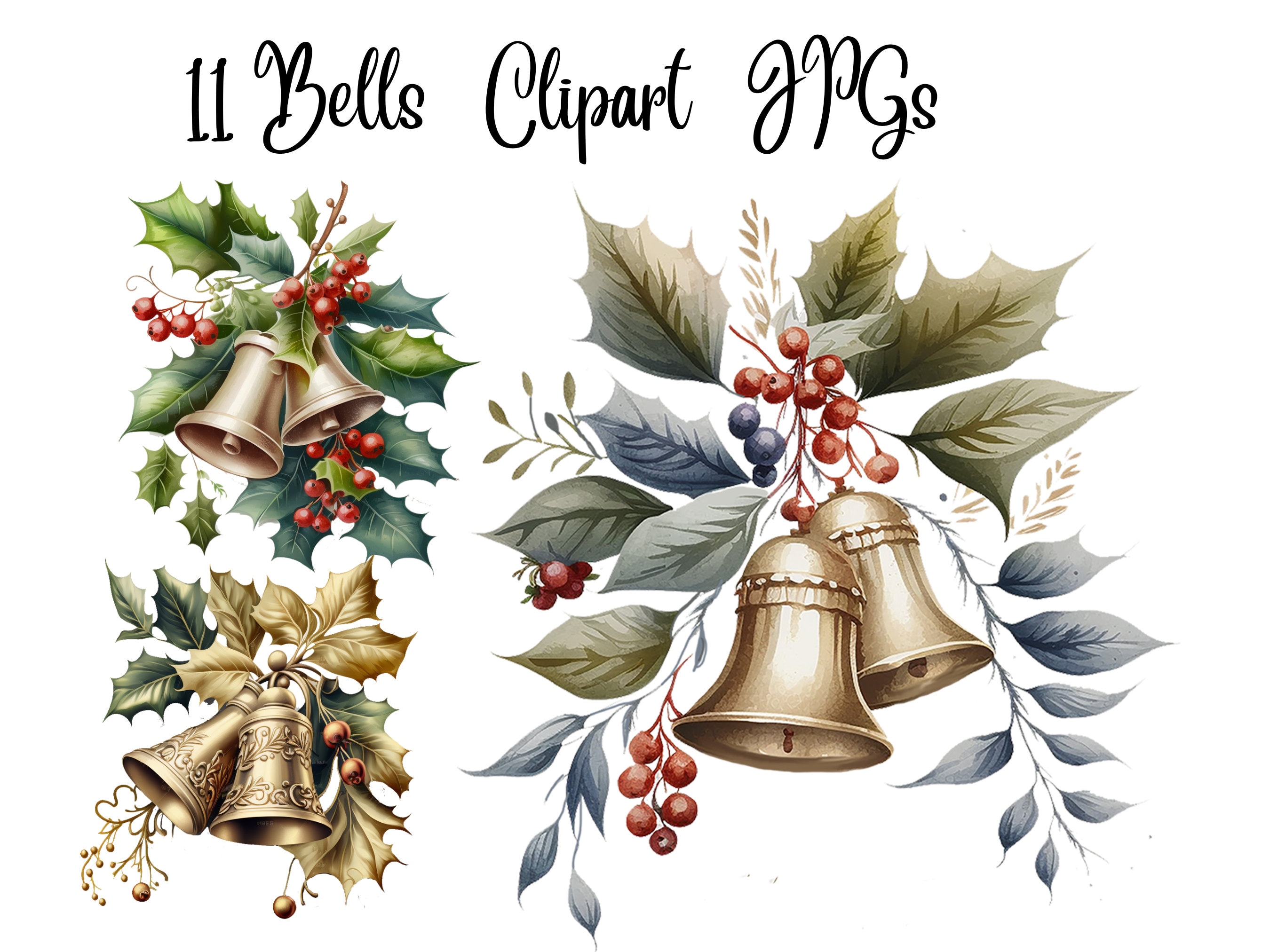 Christmas Holly Bells Clip Art
