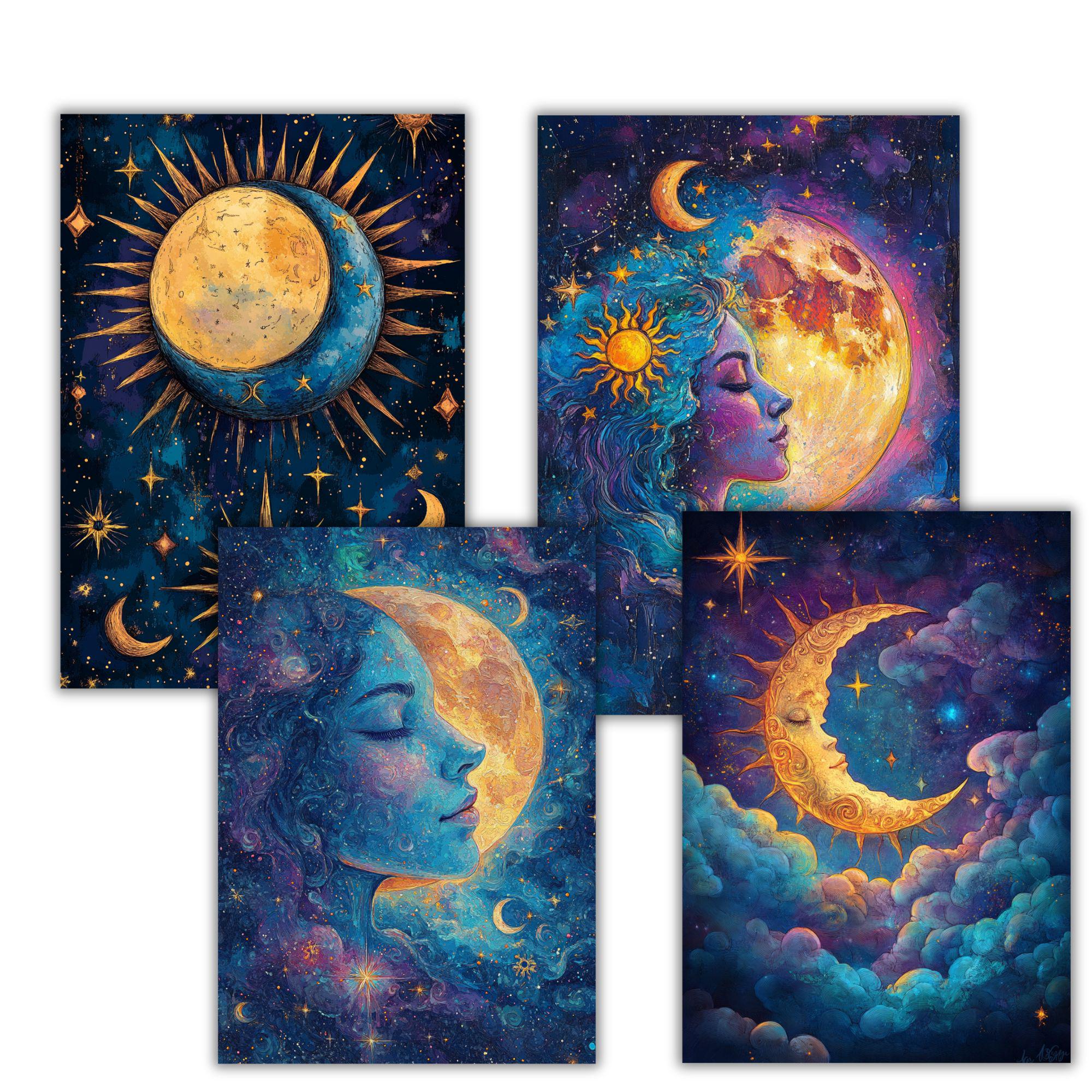 40 Mystical Moon Junk Journal Pages, Digital Scrapbook Paper Kit ...