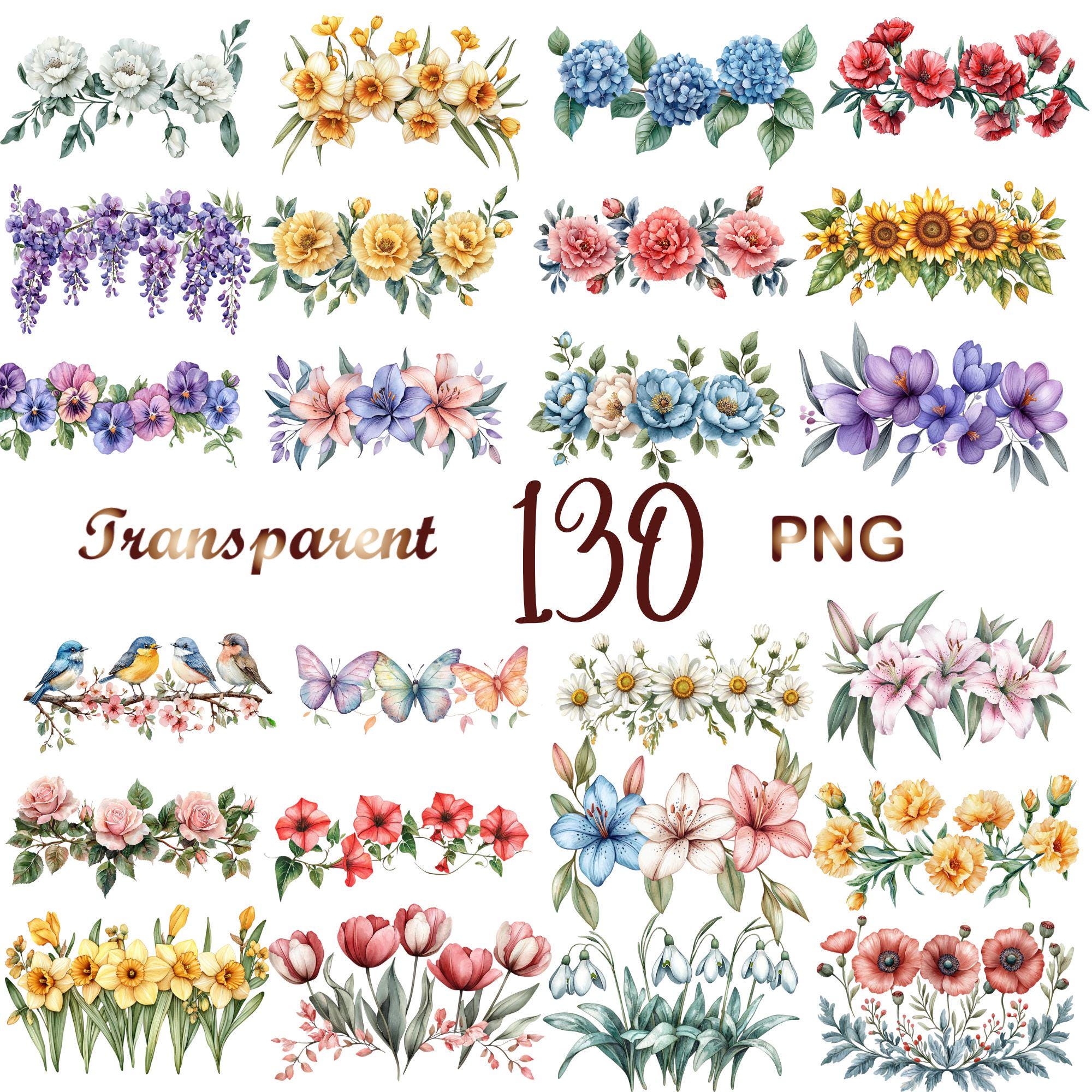 130 PNG Flower Border, Floral Clipart, Flowers Border, Wildflower