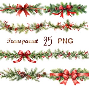 25 PNG, Weihnachtsgirlande Clipart, Weihnachten Rahmen png, Sublimationsdesign, Weihnachten Clipart, digitaler Download, kommerzielle Nutzung