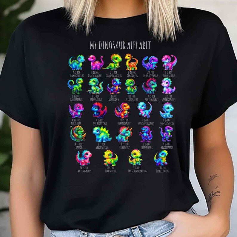 Soorten dinosaurussen Alfabet A-Z ABC Dino-identificatie png, kinderdinosaurus png, ontwerp dinosaurust-shirt, ontwerp kindert-shirt, ontwerp dinosaurus afbeelding 2