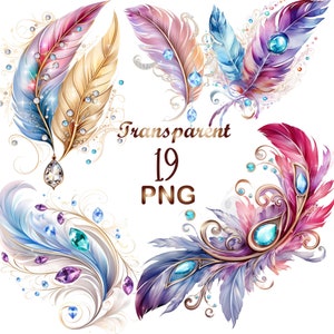 19 Precious Feathers Clipart,PNG,Wedding Clipart,Boho Clipart,Valentines Clipart,Birthday Clipart,Vintage Clipart,Digital Download
