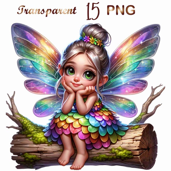 15 Regenbogen Fee, Frühlingsfee Clipart Bündel png,Fee Illustration Frühling png,Fee Clipart, Sublimation, kommerzielle Nutzung