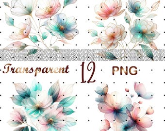 12 PNG, Various Flowers Clipart, Wildflowers clipart, boho flowers clipart,Printable Watercolor clipart,bright flowers clipart,flowers print