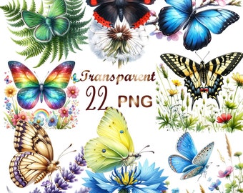 22 PNG, Watercolor Butterfly clipart,High quality PNG files,Butterfly wall art,printable graphics,butterfly illustration, sublimation design