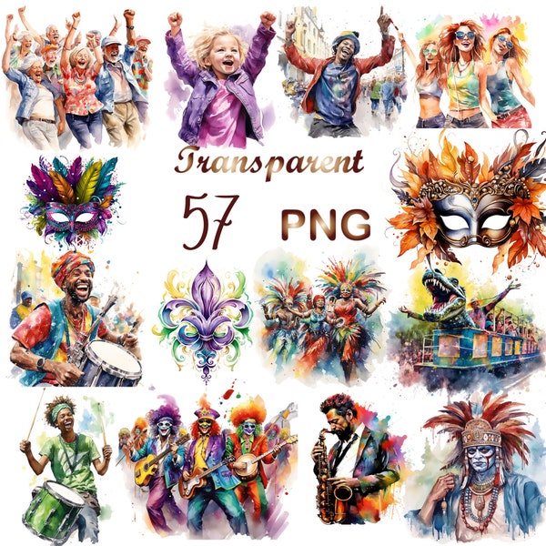 57 Watercolor Louisiana Festival clipart, PNG, Festival New Orleans png, American Festival clipart, Festival clipart, watercolor clipart