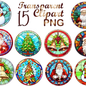 15 Stained Glass Christmas png,Christmas png,Stained Glass Santa clipart, Stained Glass Christmas bells clipart,Stained Glass Christmas tree