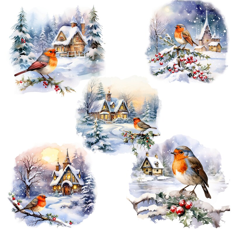 25 Christmas Robin Clipart PNG, Winter Robin PNG, Bird Robin PNG. Red ...