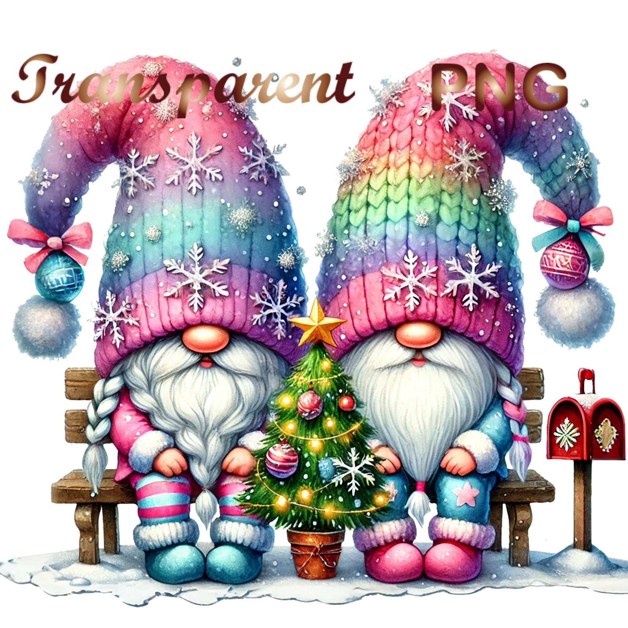 14 PNG, Festive Gnomes Collection Clipart Bundle, Christmas Gnomes ...