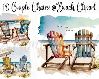 10 Beach Chairs Clipart, Jpgs, Digital Download, Commercial Use