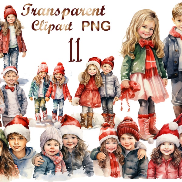 11 Christmas children clipart PNG, Christmas Clipart, winter clipart, holiday clipart,X-mas girl and boy png,Commercial USe,Digital Download