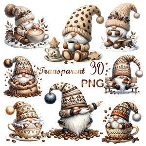 30 PNG,Watercolor Coffee Beans Gnome, Coffee gnomes png,Coffee latte gnome, Cute gnomes clipart, Coffee png, Coffee lover png, sublimate png