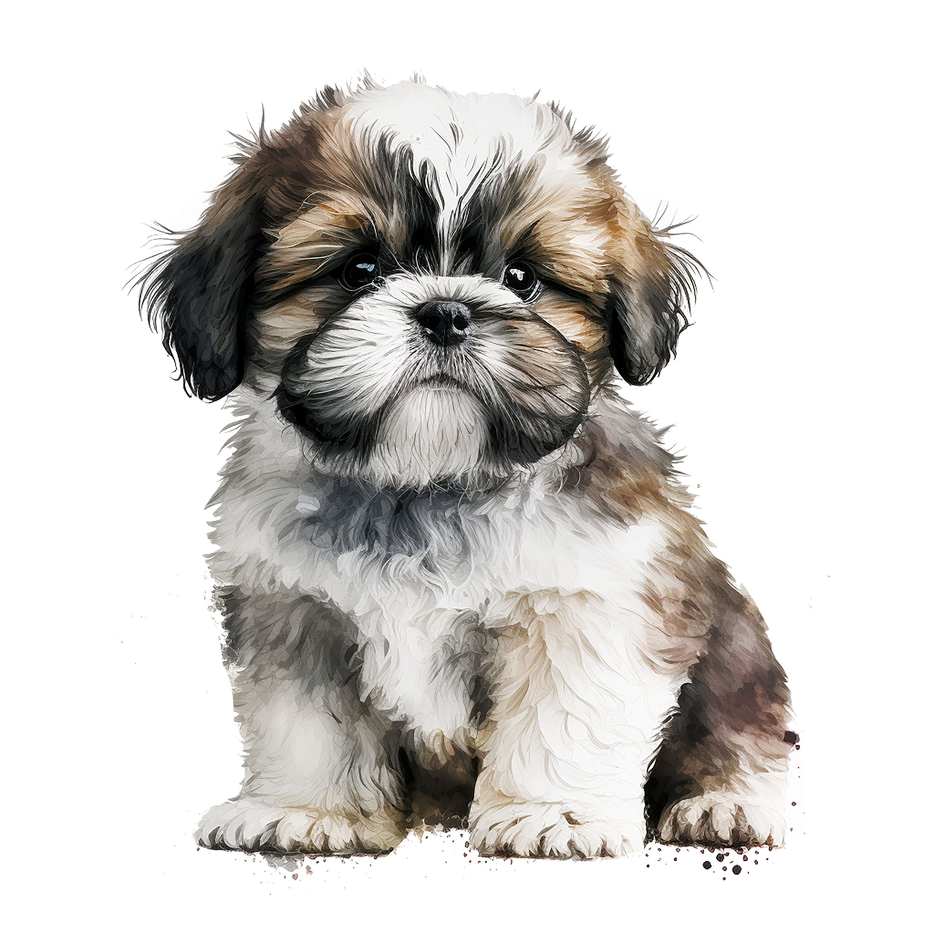 10 Shih Tzu Puppy Clipart Jpgs, High Quality Jpgs, Watercolor Clipart ...